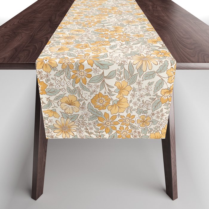 Posey - gold and sage Table Runner Gallery Image 1