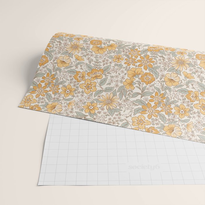 Posey - gold and sage Wrapping Paper Gallery Image 2