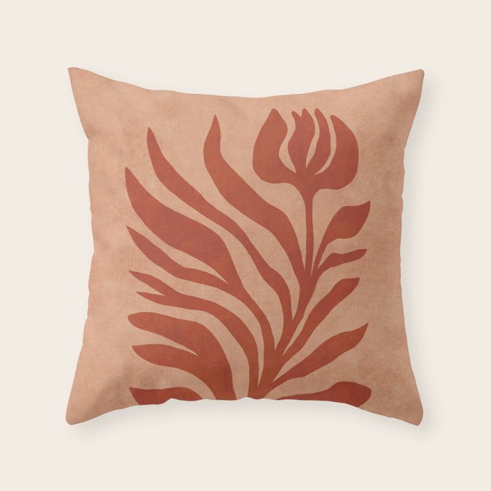 Maximalist wildflower in clay orange Throw Pillow Gallery Image 6