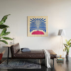 THE VASE 01: Cerise & Persian Blue Leaves Wood Wall Art Gallery Image 2