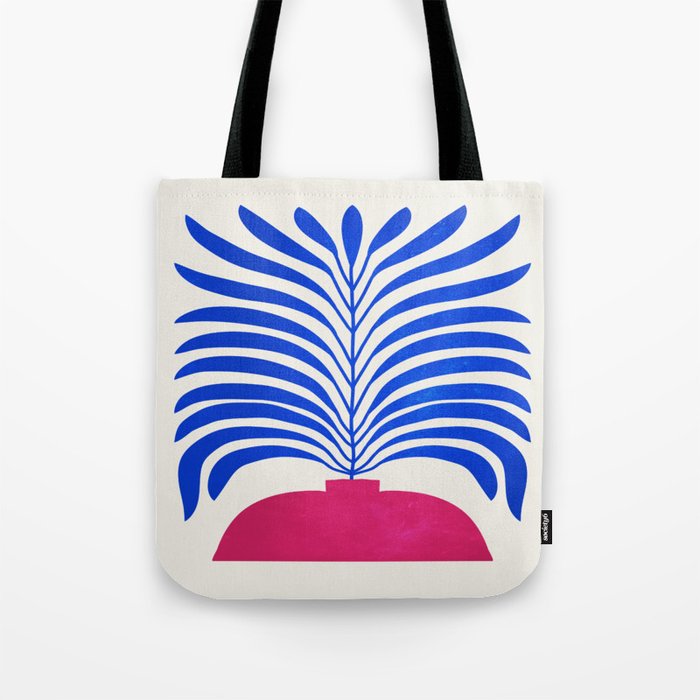 THE VASE 01: Cerise & Persian Blue Leaves Tote Bag Gallery Image 1