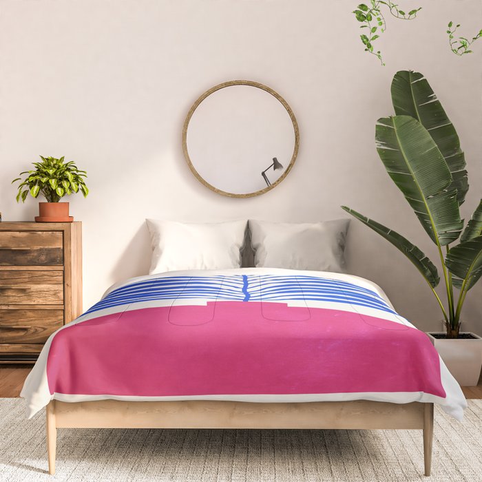 THE VASE 01: Cerise & Persian Blue Leaves Comforter Gallery Image 3