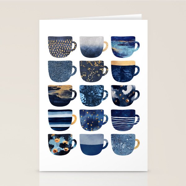 Pretty Blue Coffee Cups Stationery Card Gallery Image 2