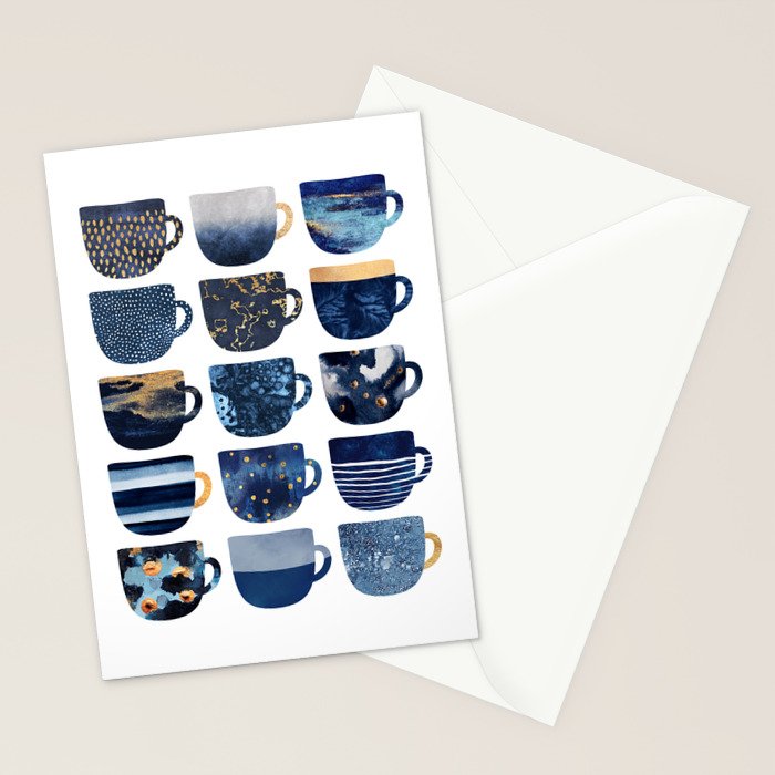 Pretty Blue Coffee Cups Stationery Card Gallery Image 2