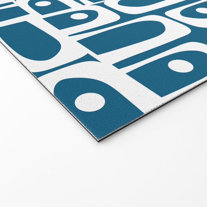 Mid Century Modern Piquet Abstract Multi Geometric Blue and White Pattern Welcome Mat Gallery Image 2