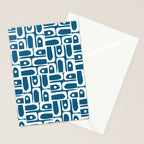 Mid Century Modern Piquet Abstract Multi Geometric Blue and White Pattern Stationery Card Gallery Image 2