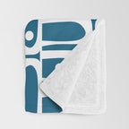 Mid Century Modern Piquet Abstract Multi Geometric Blue and White Pattern Throw Blanket Gallery Image 3