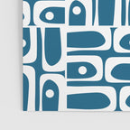 Mid Century Modern Piquet Abstract Multi Geometric Blue and White Pattern Poster Gallery Image 3