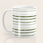 Watercolor Green and White Striped Coffee Mug Gallery Image 3