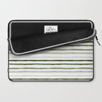 Watercolor Green and White Striped Laptop Sleeve Gallery Image 2