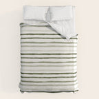 Watercolor Green and White Striped Duvet Cover Gallery Image 6