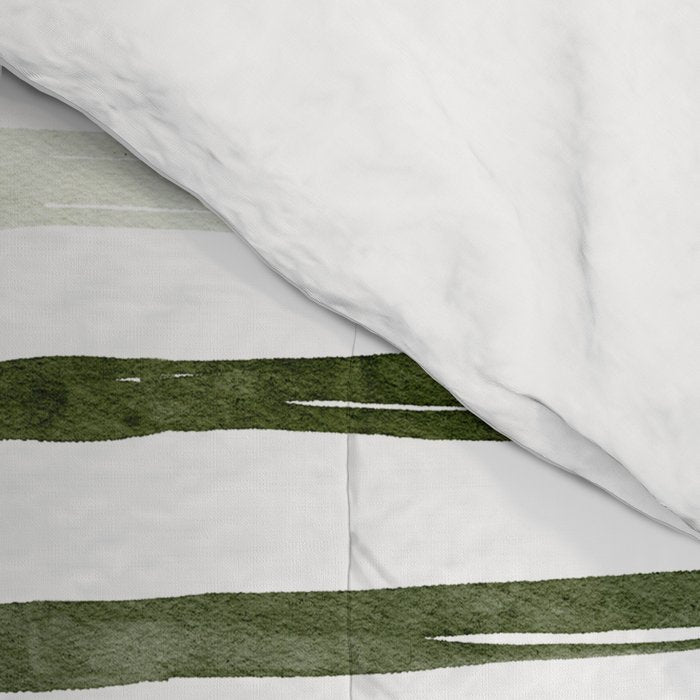 Watercolor Green and White Striped Comforter Gallery Image 4