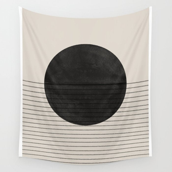Minimalistic sun and Ocean Wall Tapestry Gallery Image 1
