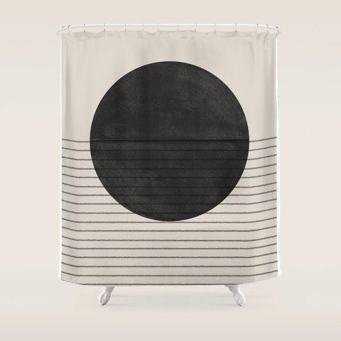 Minimalistic sun and Ocean Shower Curtain Gallery Image 1