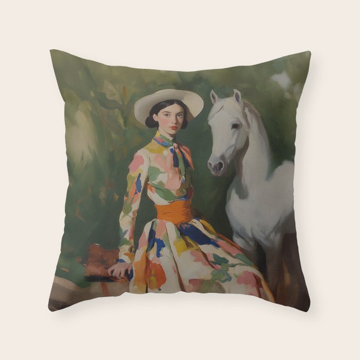 Equestrian Elegance in Color Throw Pillow Gallery Image 6