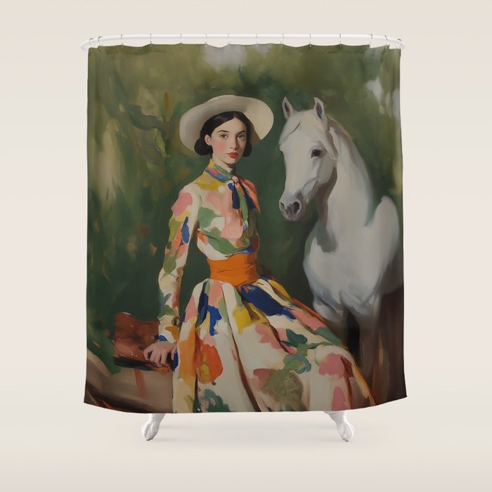 Equestrian Elegance in Color Shower Curtain Gallery Image 1