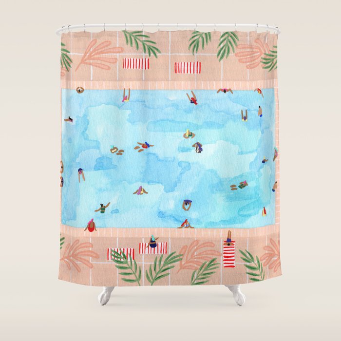Peachy Palms Shower Curtain Gallery Image 1