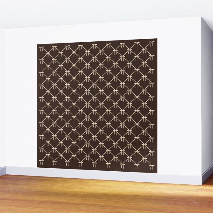 Bows and Ribbons Pattern LXIII Mocha Brown Wall Mural Gallery Image 2