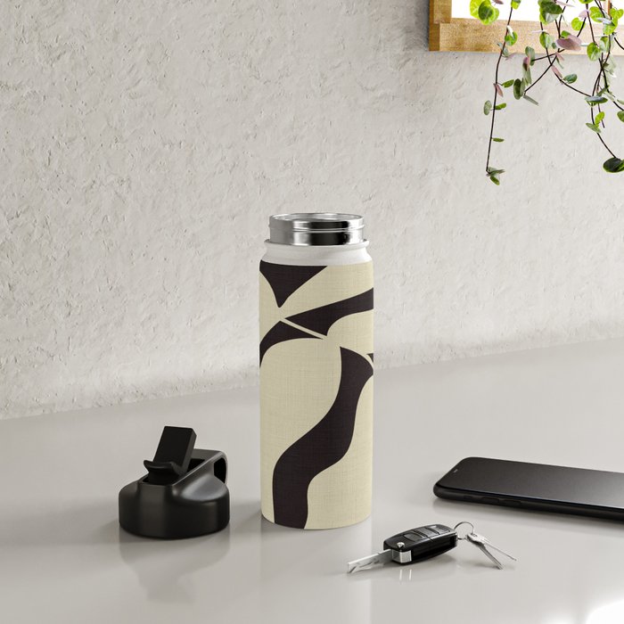 matisse leaf black and sand-white Water Bottle Gallery Image 5