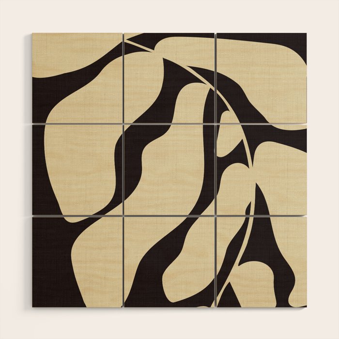 matisse leaf black and sand-white Wood Wall Art Gallery Image 1