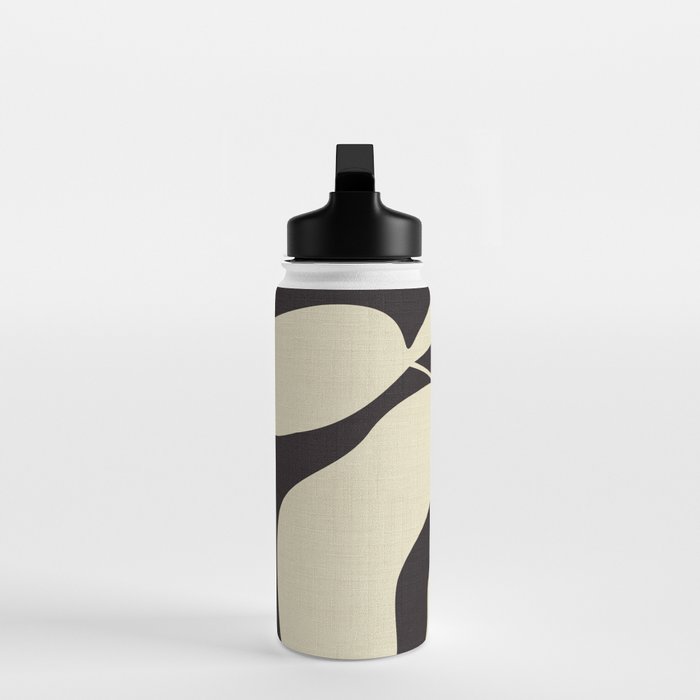 matisse leaf black and sand-white Water Bottle Gallery Image 3