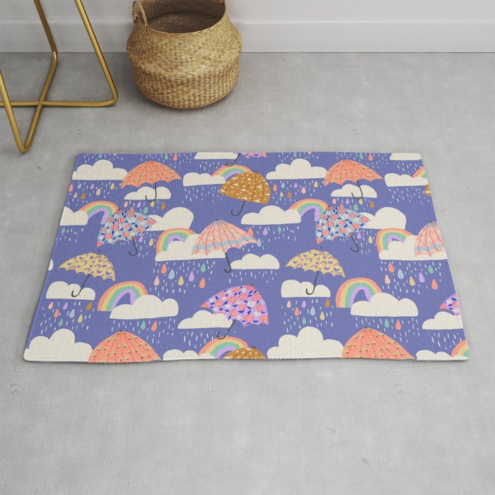 Spring Rain with Umbrellas Rug Gallery Image 1