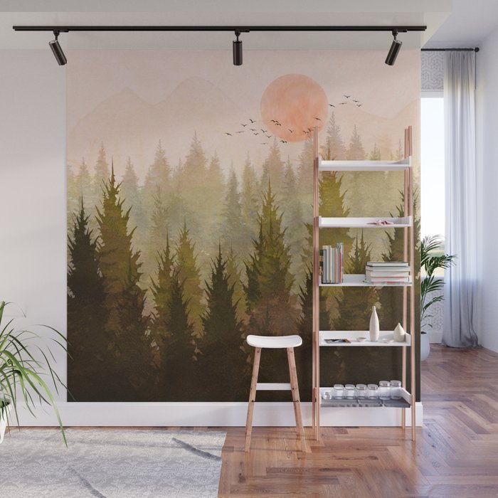Hill Morning Wall Mural Gallery Image 1