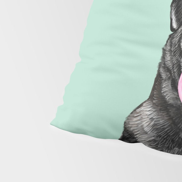 Bubble Gum Black Pug in Green Pillow Sham Gallery Image 4