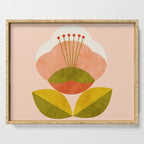 retro midcentury flower pink Serving Tray Gallery Image 1