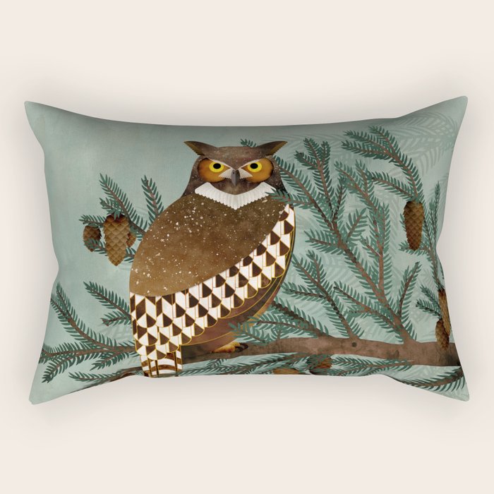 Horned Owl in the Pines Rectangular Pillow Gallery Image 1