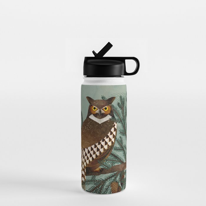 Horned Owl in the Pines Water Bottle Gallery Image 1