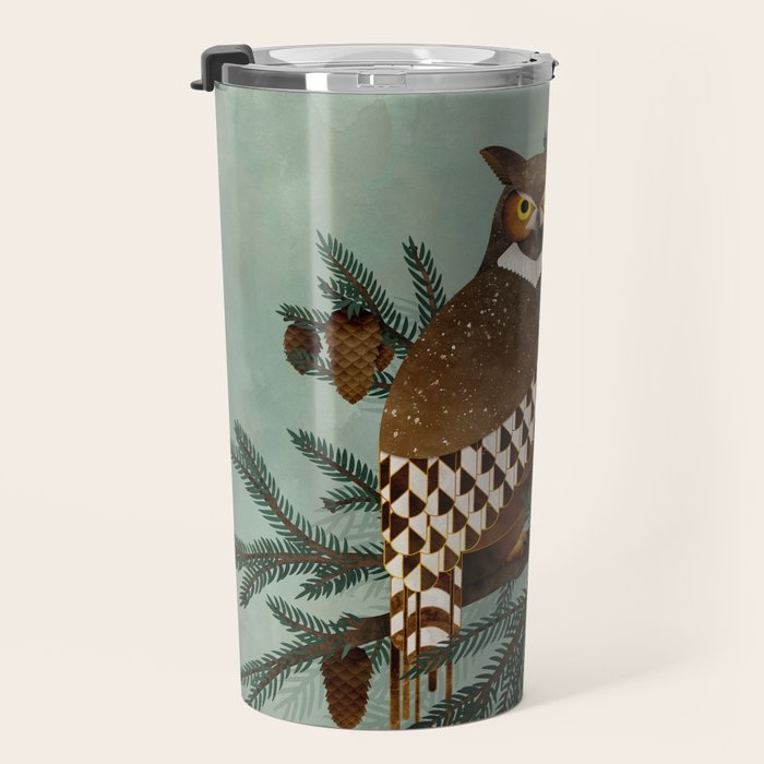 Horned Owl in the Pines Travel Mug Gallery Image 3