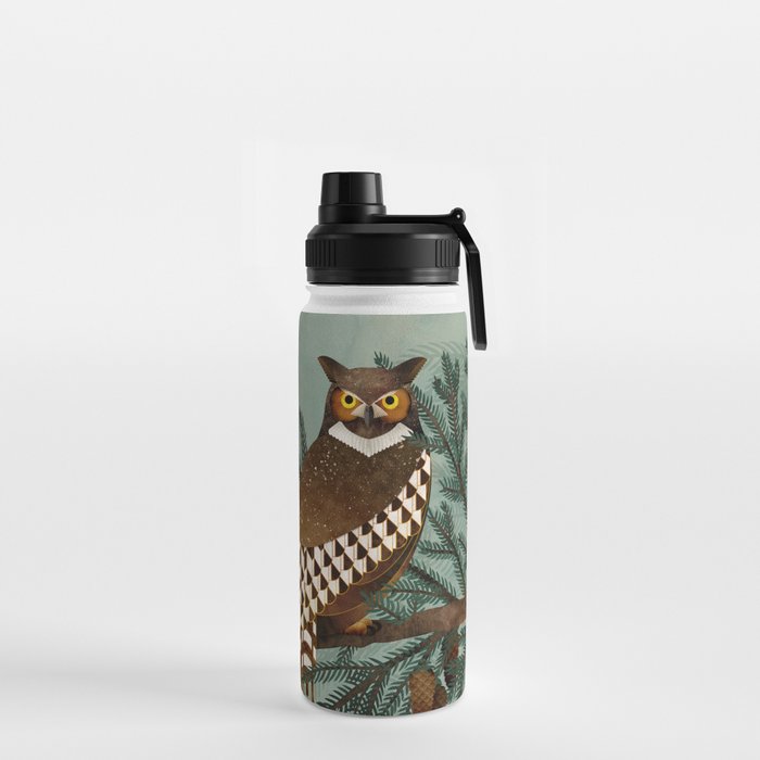 Horned Owl in the Pines Water Bottle Gallery Image 2