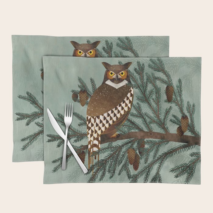 Horned Owl in the Pines Placemat Gallery Image 1