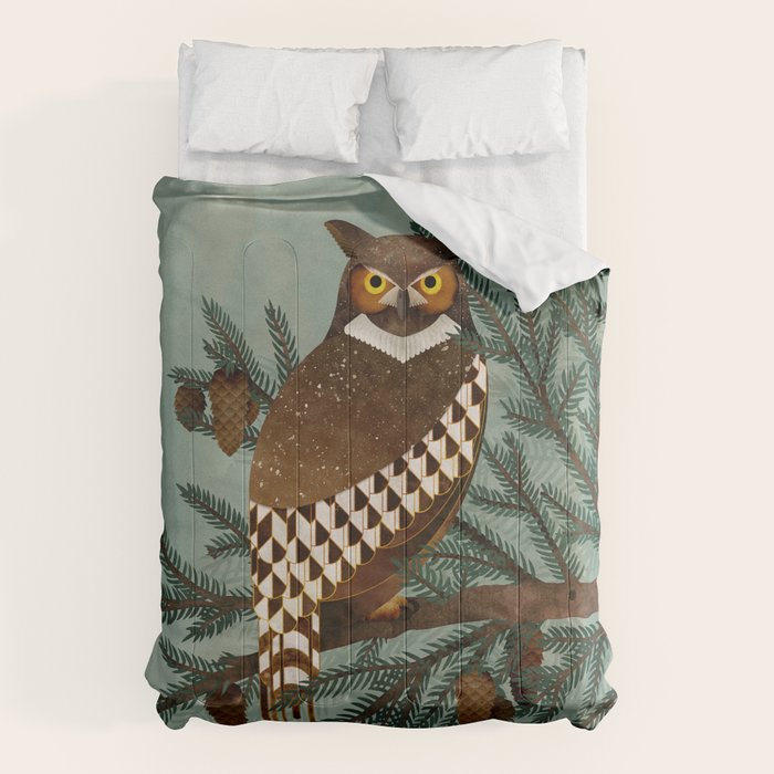 Horned Owl in the Pines Comforter Gallery Image 6