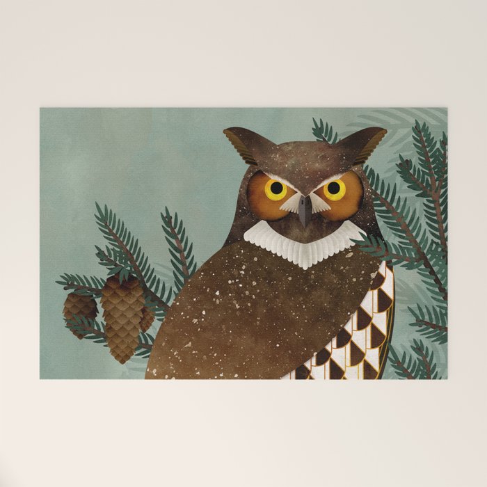 Horned Owl in the Pines Welcome Mat Gallery Image 1