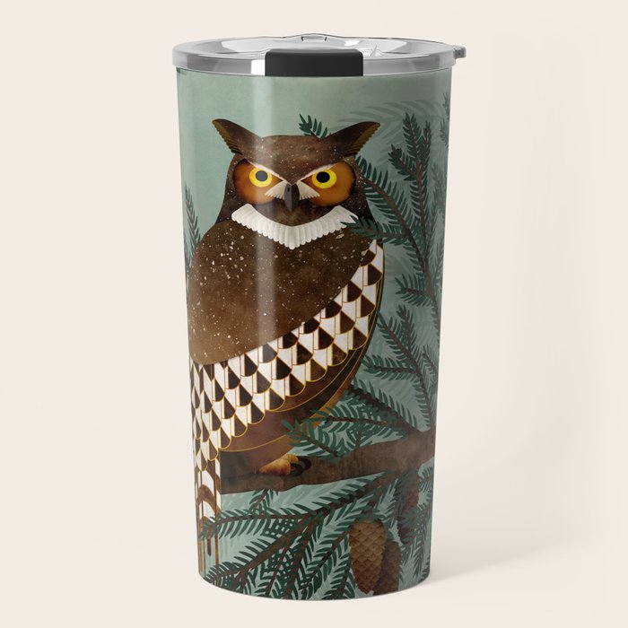 Horned Owl in the Pines Travel Mug Gallery Image 1