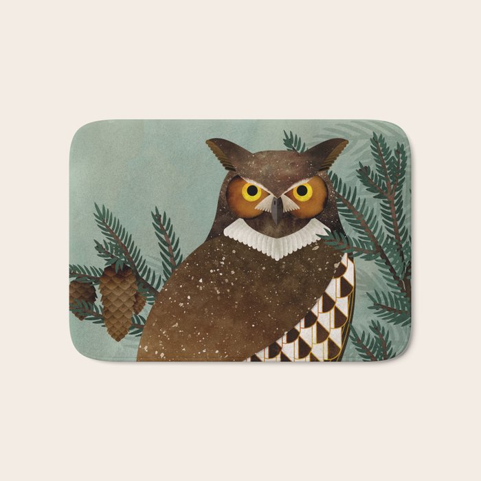 Horned Owl in the Pines Bath Mat Gallery Image 1