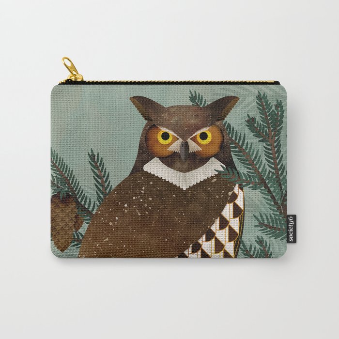 Horned Owl in the Pines Carry All Pouch Gallery Image 1