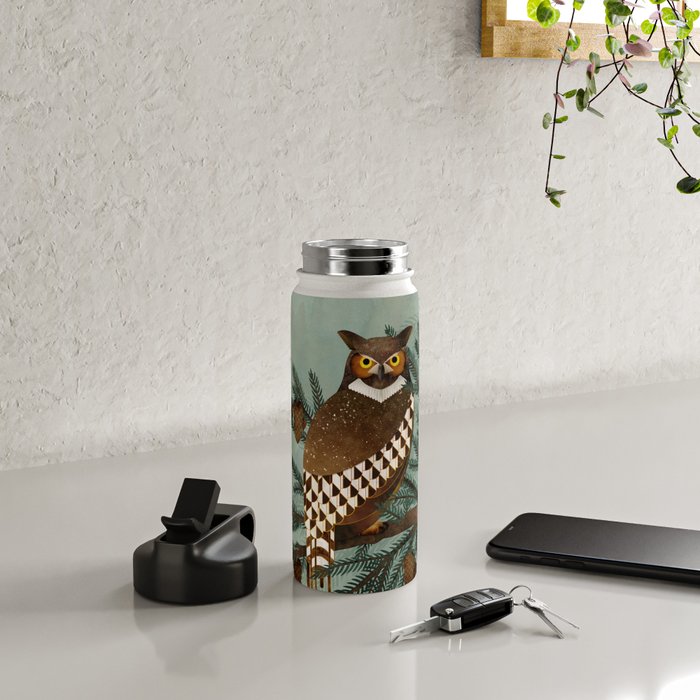 Horned Owl in the Pines Water Bottle Gallery Image 4