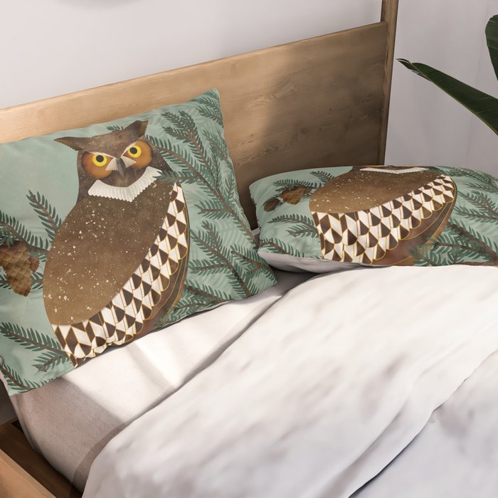 Horned Owl in the Pines Pillow Sham Gallery Image 2