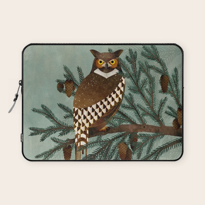 Horned Owl in the Pines Laptop Sleeve Gallery Image 1