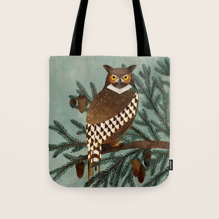 Horned Owl in the Pines Tote Bag Gallery Image 1