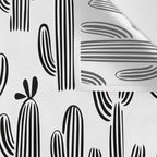 Black and white cactus plant pattern art Wall Tapestry Gallery Image 3