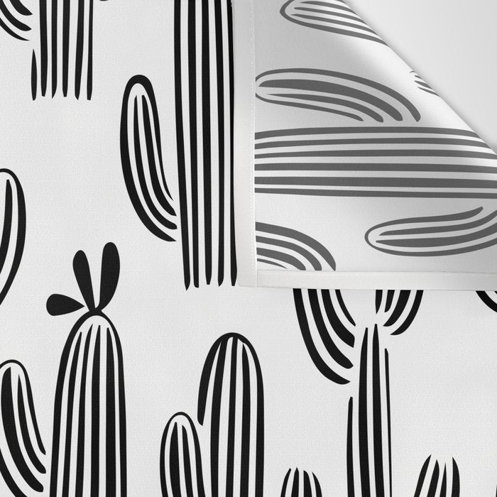 Black and white cactus plant pattern art Wall Tapestry Gallery Image 3