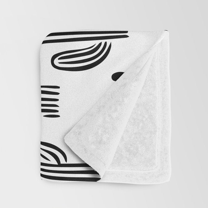 Black and white cactus plant pattern art Throw Blanket Gallery Image 3