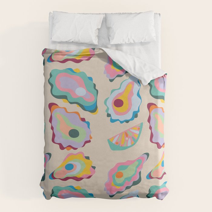 Abstract Oysters and Lemon  Duvet Cover Gallery Image 1
