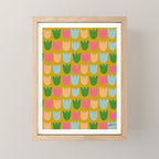 Rows of Tulips in Bloom in Yellow Ochre & Peach Mini Art Print Gallery Image 1
