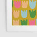 Rows of Tulips in Bloom in Yellow Ochre & Peach Poster Gallery Image 3