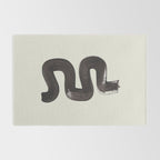 black & white minimalist abstract shapes patterns black ink painting Rug Gallery Image 2